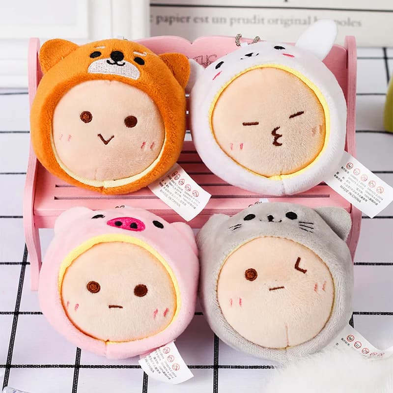 Nuovo simpatico ciondolo peluche espressione travestito da animale maiale orso bambola portachiavi coppia zaino ornamento bambola divertente regalo per bambini