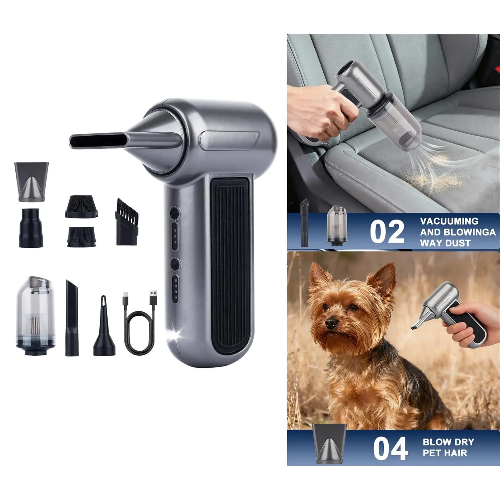 Aspirapolvere elettrico per auto, mini soffiatore d'aria multiuso, aspirapolvere portatile