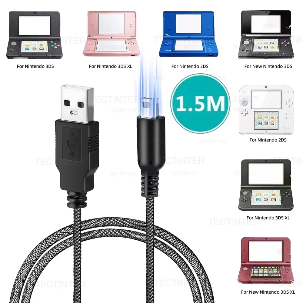 1.5M Data Charging Cable For Nintendo DSi Game Console For New 3DSXL/3DSLL 2DS XL/NDSI 3DS 2DS XL/LL Power Cable Cord Line Wire