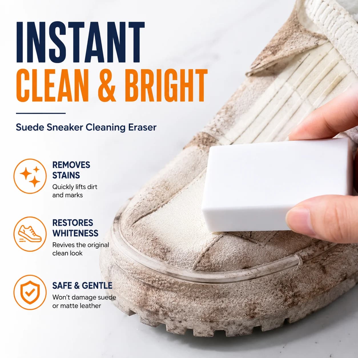 Suede Sneaker Cleaning Eraser, Stain Remover Whitening Tool for Matte Velvet Leather Shoes, Daily Shoe Care Accessory
