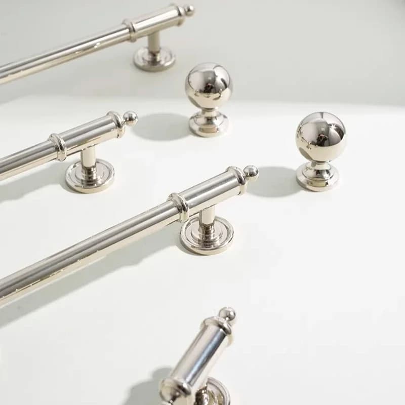 Maniglie a T in Titanio Argento, Pomelli in Ottone Massiccio Stile Francese, Maniglie per Cassetti e Mobili da Cucina, Ferramenta per Mobili