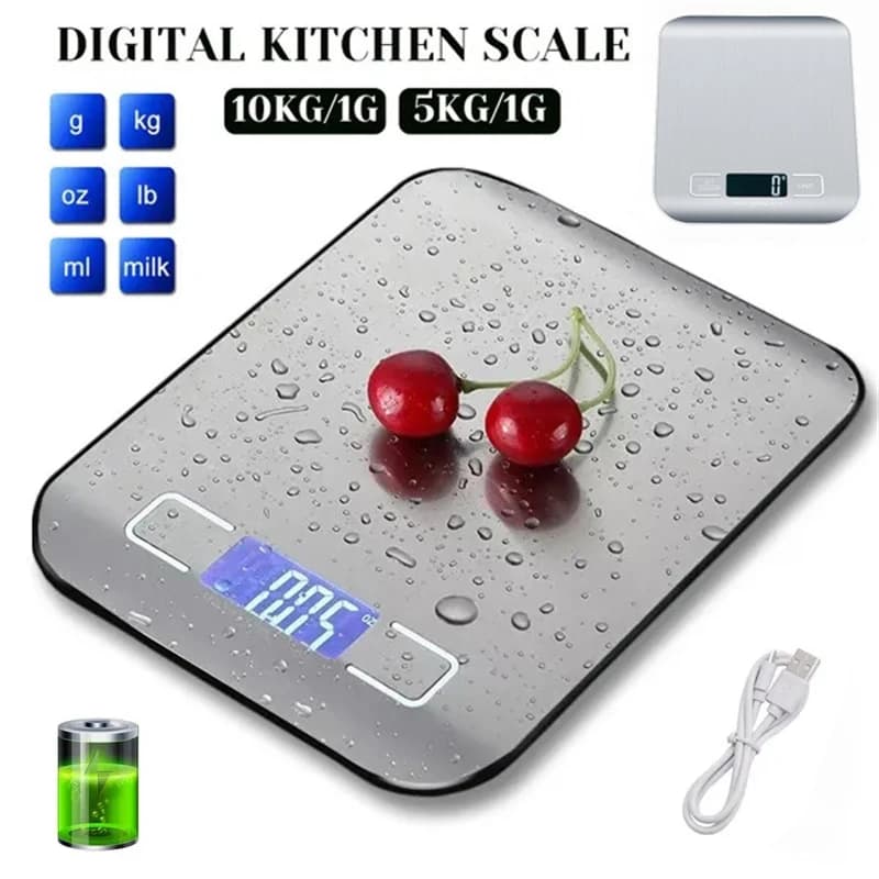 Portable Digital Kitchen Scale With Timer High Precision LED Display Home Weight Balance Measuring Tools
