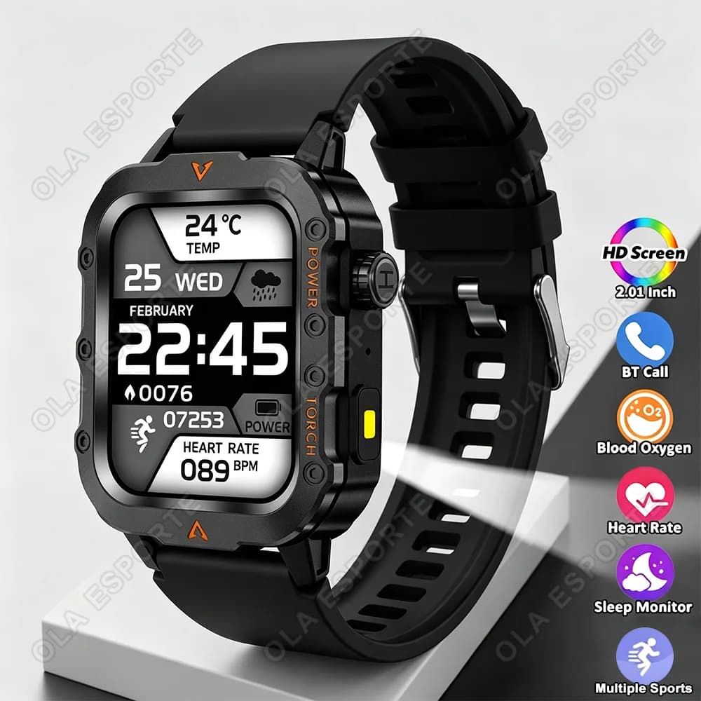 New Sport Smartwatch Robusto 2026 with 2,01 HD Screen for Android iOS, Fitness Tracker, Bluetooth Calls, HW12 Gift