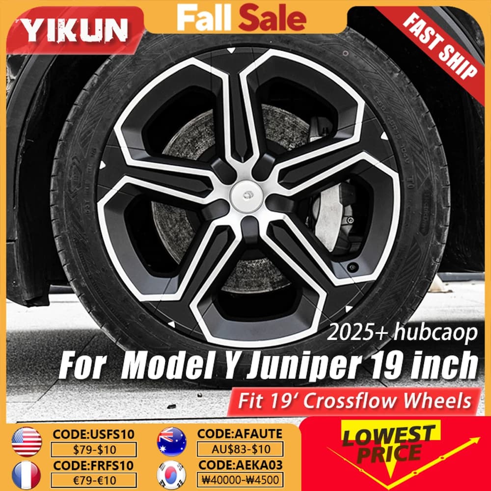 Coprimozzo 4 pezzi 2025 per Tesla Model Y Juniper Copriruota 19 pollici Performance Crossflow Copriruota Sostituzione Accessori Auto strumenti