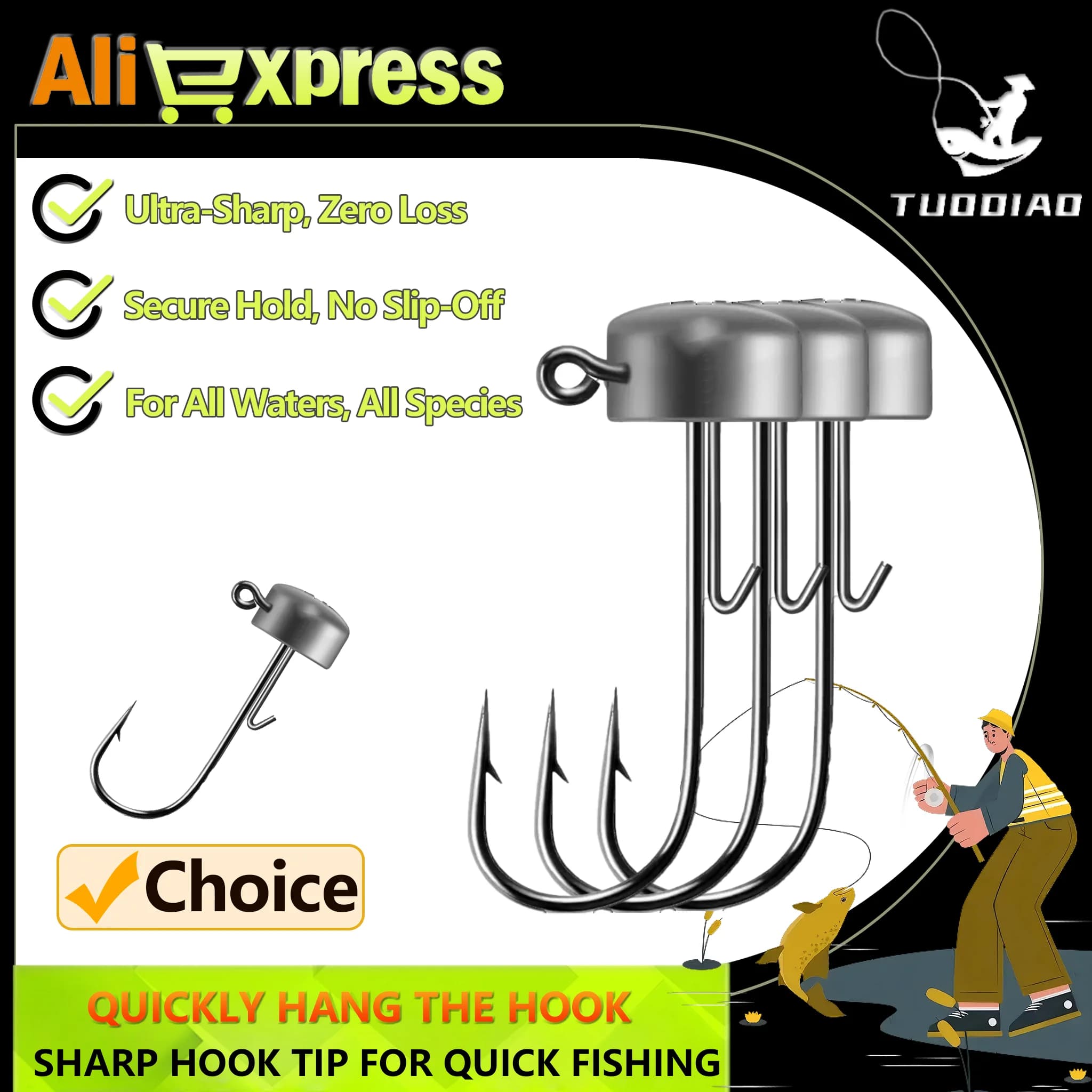 [TUODIAO] Ned Jig Head Hook Stand-Up Design Anti-Snag Gancio da pesca con esca morbida ad alta sensibilità