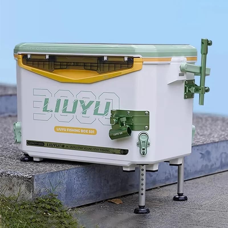 Scatola per Attrezzatura da Pesca 20L 30L, Ultra-leggera con Gambe Sollevabili, Contenitore per Accessori da Pesca Selvatica