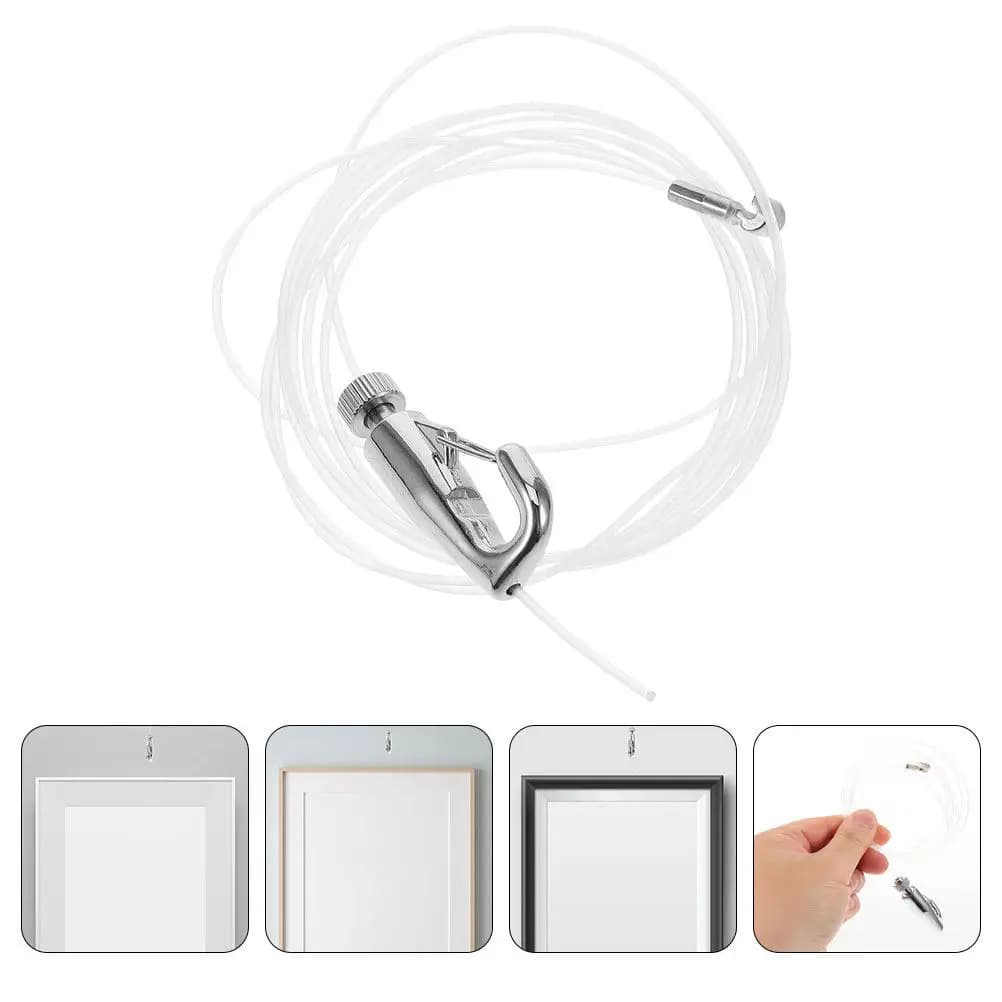 Kit di 4 Set di Fili per Appendere Quadri, Ganci Regolabili per Specchi e Cornici, Kit Resistente per Appendere Quadri