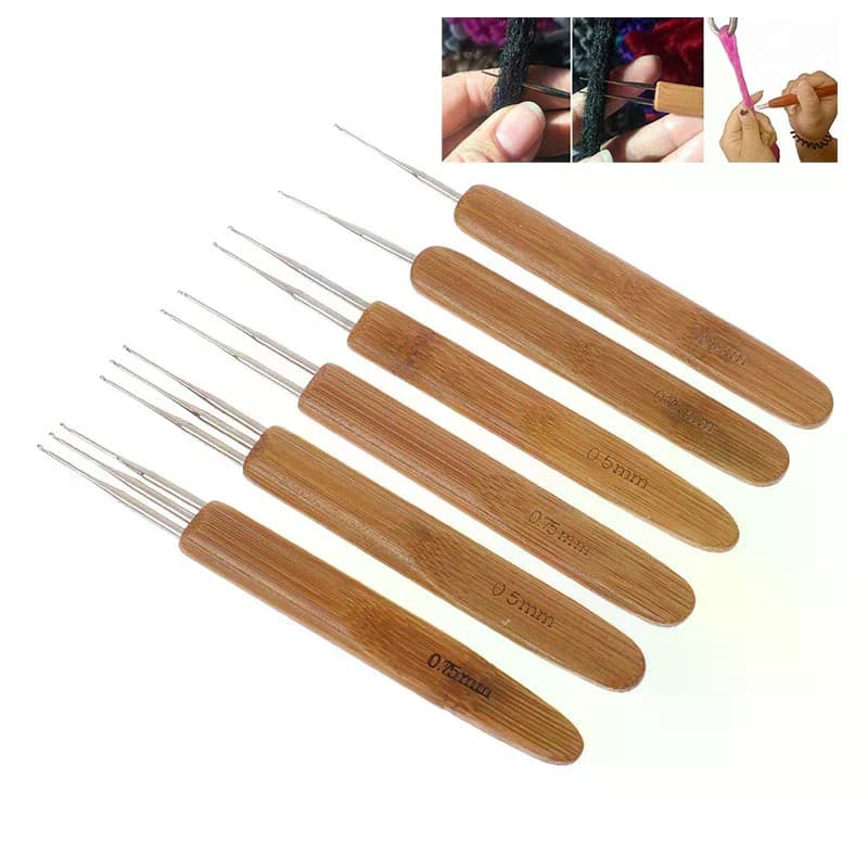 3 pezzi 0.5/0.75MM capelli in legno uncinetto ago dreadlocks trecce capelli uncinetto singolo/doppio/tre teste capelli uncinetto aghi