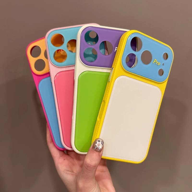 Dopamine Hit Colors Acyrlic Phone Case For iphone 17 15 16 14 13 Pro Max Large Window Lens Shockproof Cover