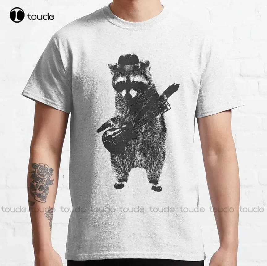 Raccoon Wielding Ukulele T-shirt classica Polo da donna Personalizzata Aldult Teen T-shirt con stampa digitale unisex Xs-5XL
