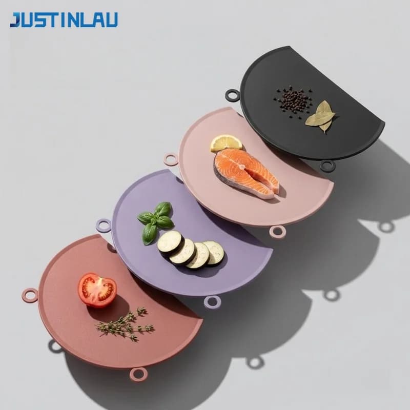JUSTINLAU Semi-Circular TPU Cutting Board Anti-Mold Flexible Chopping Panel Fruit Vegetables Chopping Board Home Kitchen Tools