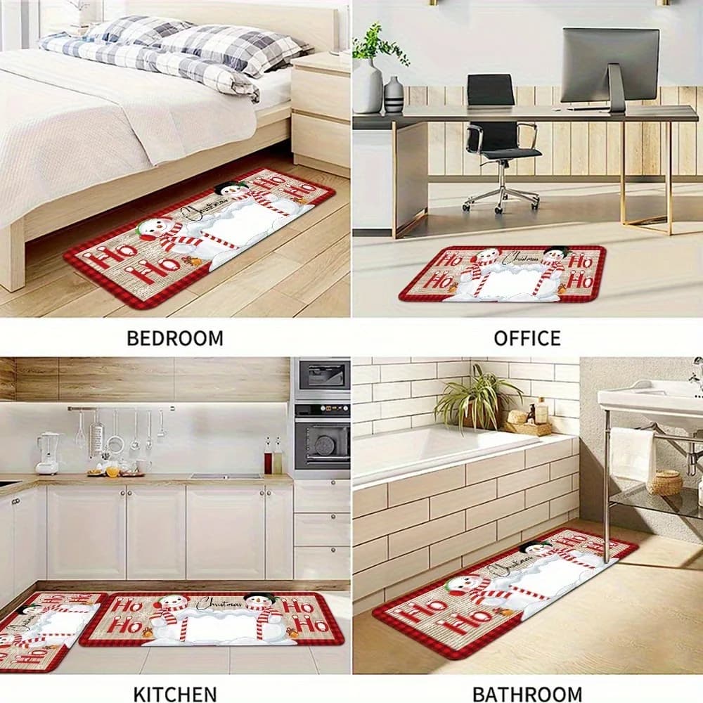 1PC Pupazzo di neve Tema natalizio Tappeto da cucina Tappetino antiscivolo Design pop Tappeto da bagno Tappetino da bagno Tappeto per la casa Lavandino Lavanderia Decor