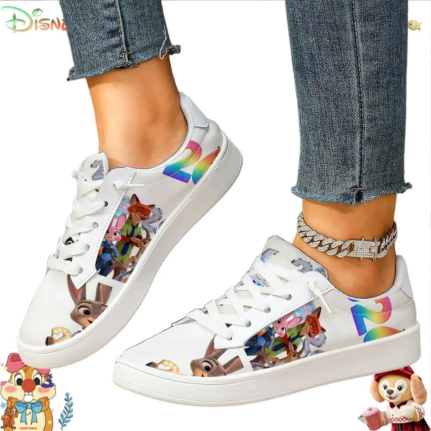 Sneakers basse da donna leggere con stampa Zootopia Judy & Nick, comode scarpe per tutti i giorni