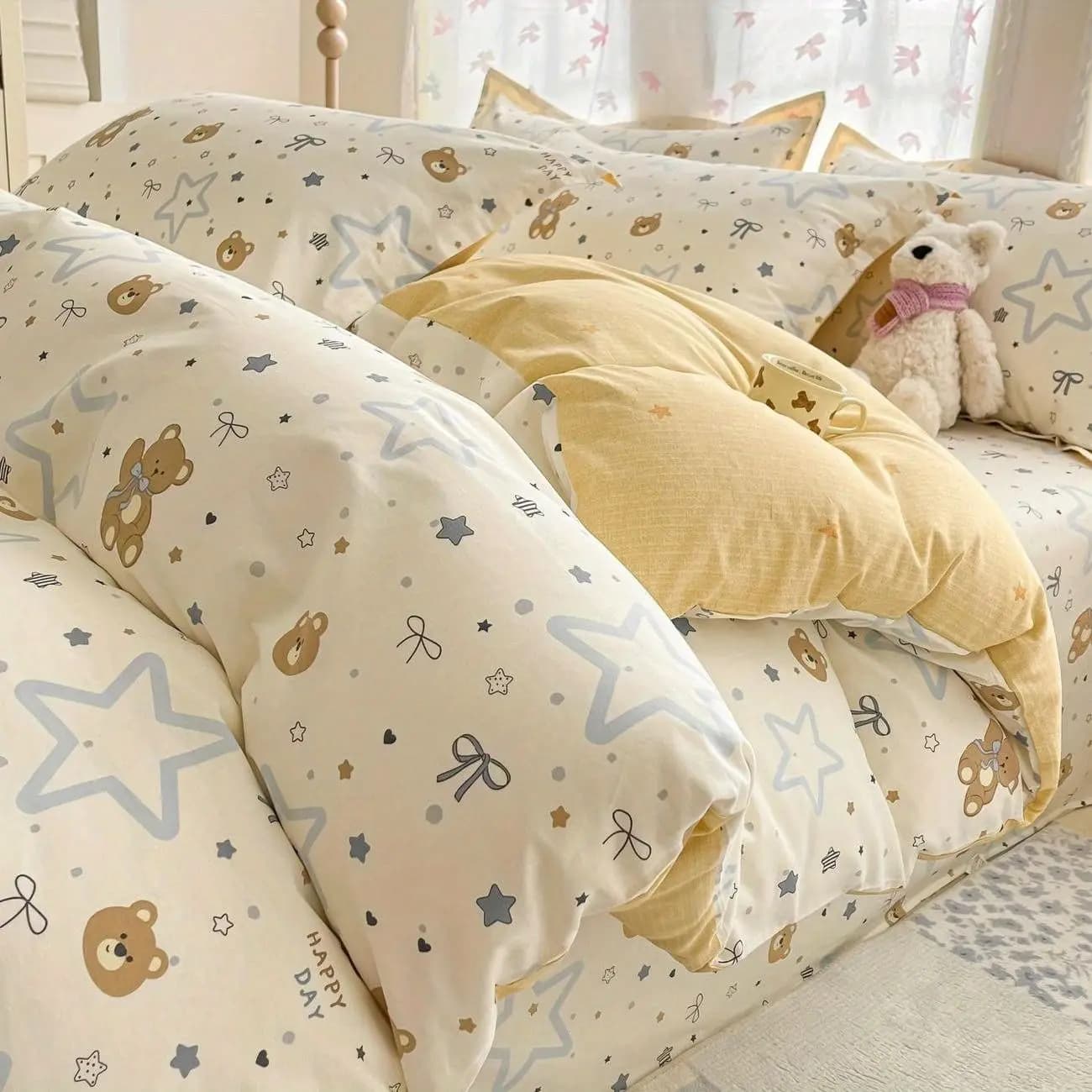 Cute and Soft Bed Linen Set for Children and Adults, Single Cover, Double, Queen Size, Flat Bed Sheet, Federa, for Girls and Boys, Bed Linen for Home