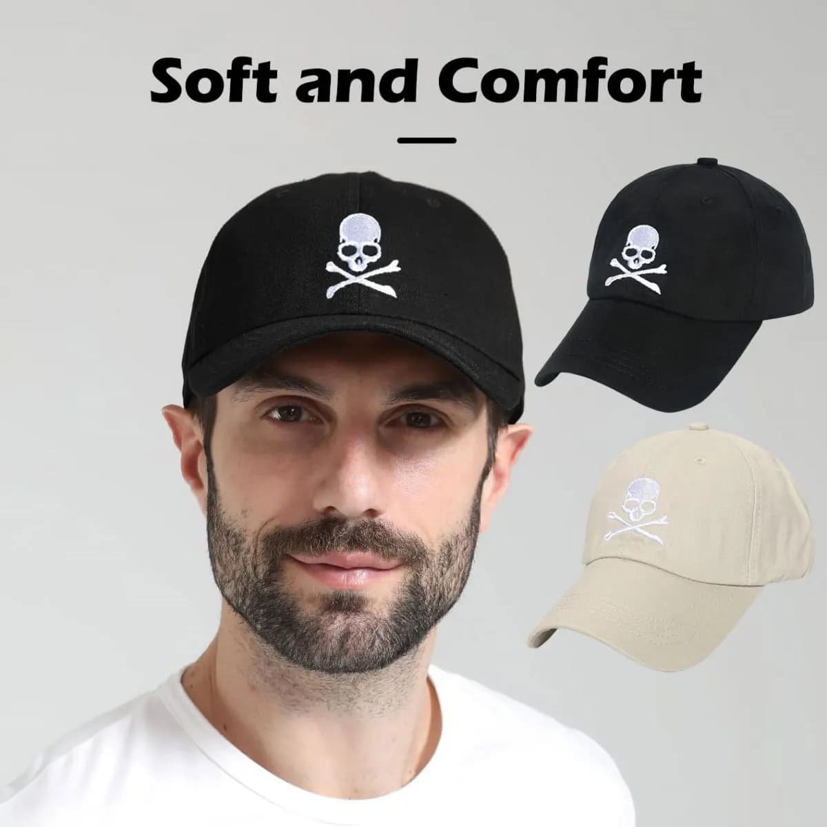 Cappellino da Baseball con Stampa Teschio per Uomo, Cappello Estivo Casual da Esterno con Visiera, Stile Punk Audace, Cappello Parasole