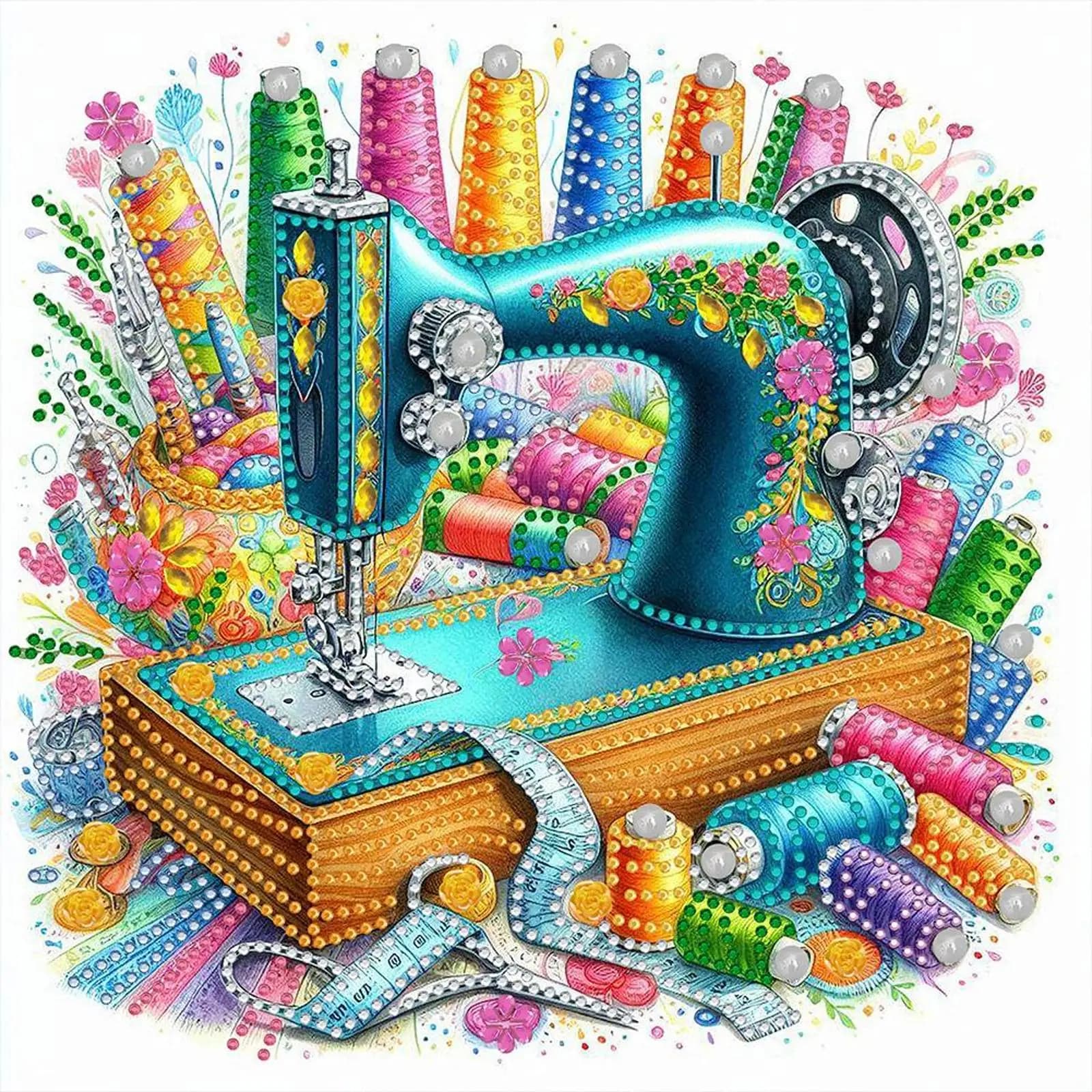 Kit di pittura diamante per macchina da cucire con trapano a forma speciale parziale 5D fai da te 30x30 cm