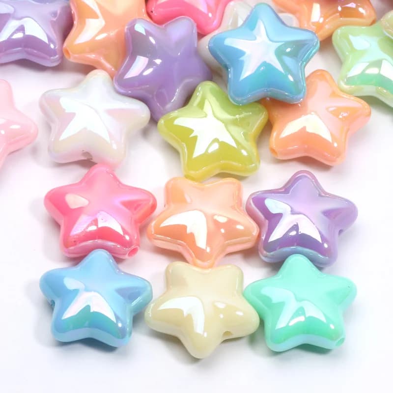 10 pieces of 20mm shiny ABS star beads pentagram acrylic spacers for jewelry making DIY bracelets, necklaces, phone chains, crafts