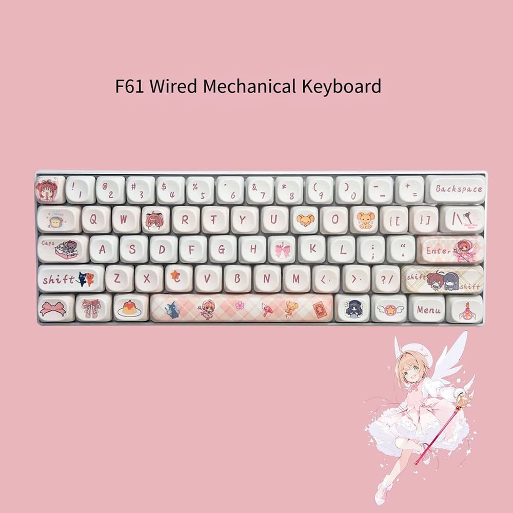 Cardcaptor Sakura 61 Keys Mechanical Keyboard Rgb Backlit Hot Swap Red/blue Switch Cute Cartoon Gaming Keyboard for Pc Laptop