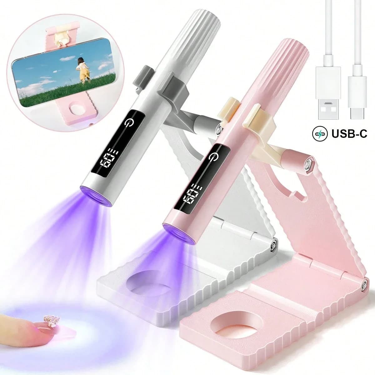 LINMANDA Handheld UV Nail Lamp Nail Dryer Portable Nail Lamp with Display Screen Suitable for Home DIY and Professional Salon