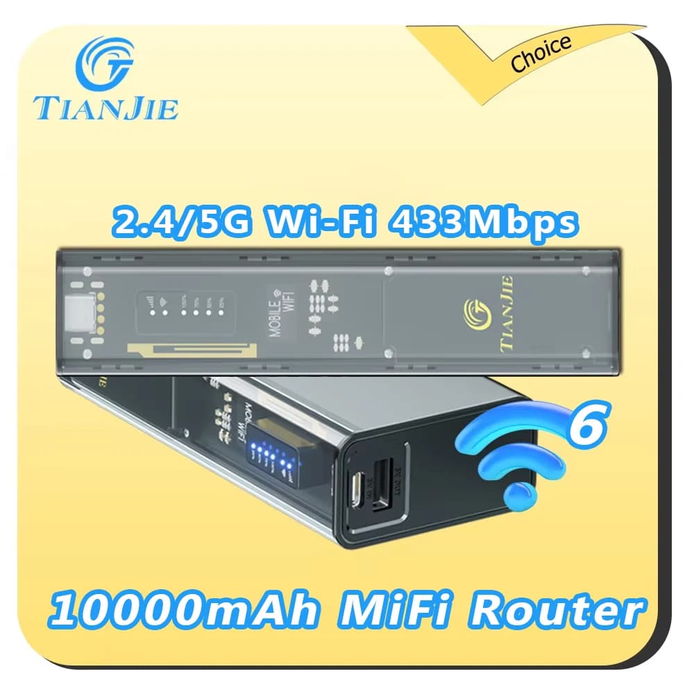 Router WiFi mobile TIANJIE MF310 4G con batteria estesa da 10000 mAh MiFi 2.4G e 5G Supporto per banda globale di rete ad alta velocità dual band