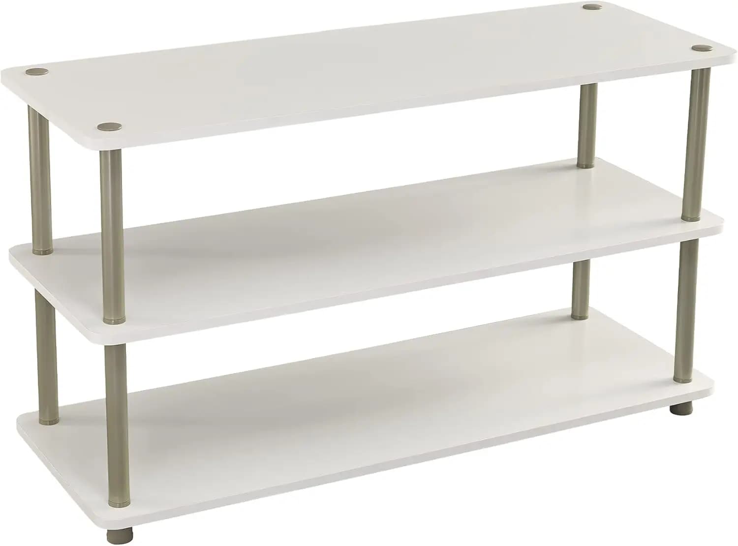 Scaffale organizer per scarpe a 3 livelli per ingresso e armadio, ripiani in legno con struttura in metallo, bianco - Contiene scarpe da 9-12 paia