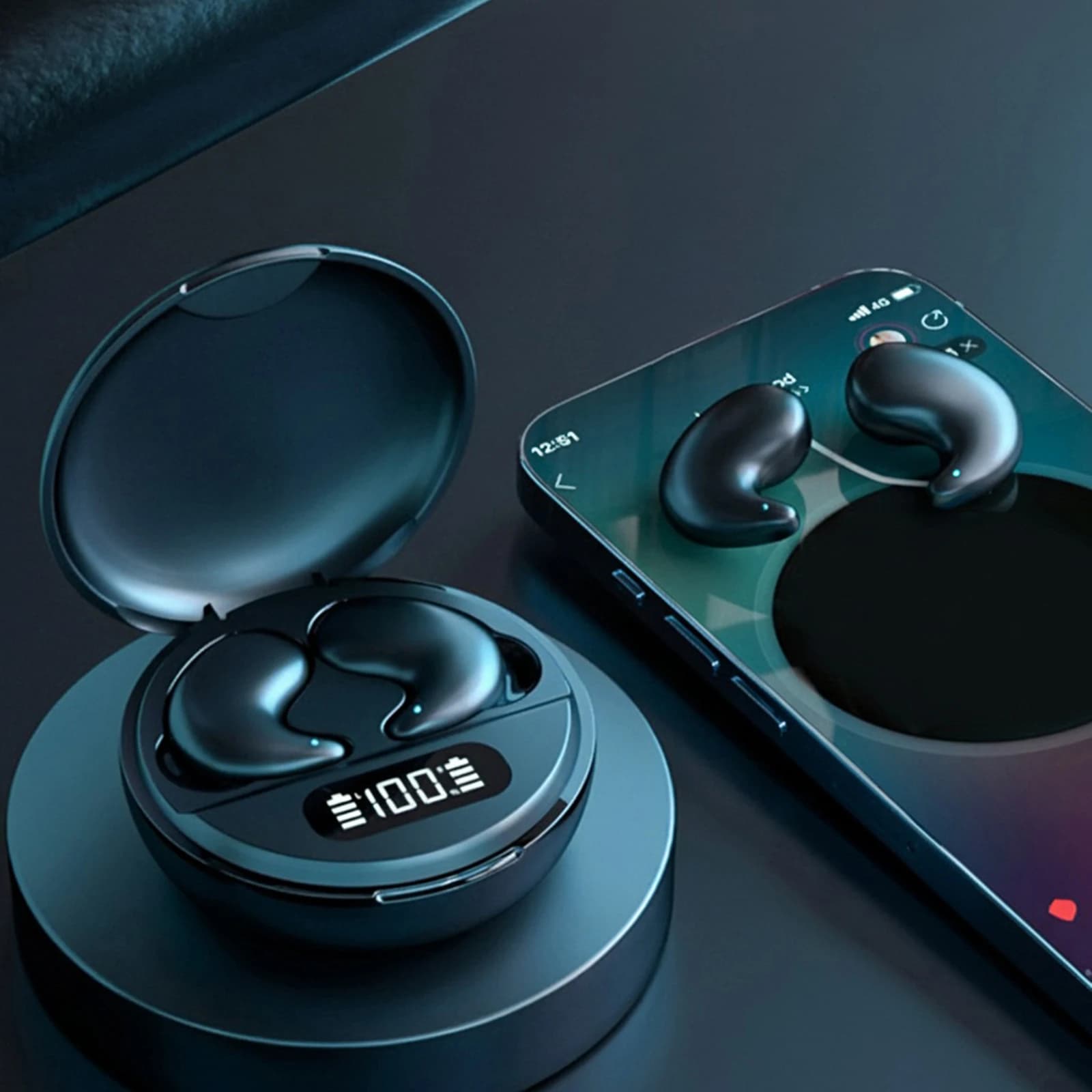 Bluetooth-compatible 5.3 Portable Wireless Headsets Translation Earbuds Real Time Sport Headphones for Work Sport Sleeping