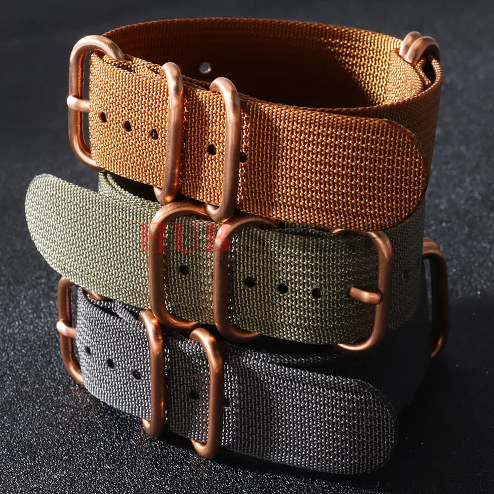 18/20/22/24mmRoseGold Buckle Nylon High Density Watch Band Woven Canvas Sport Wristbands Resistant Durable Belt Men Women Straps