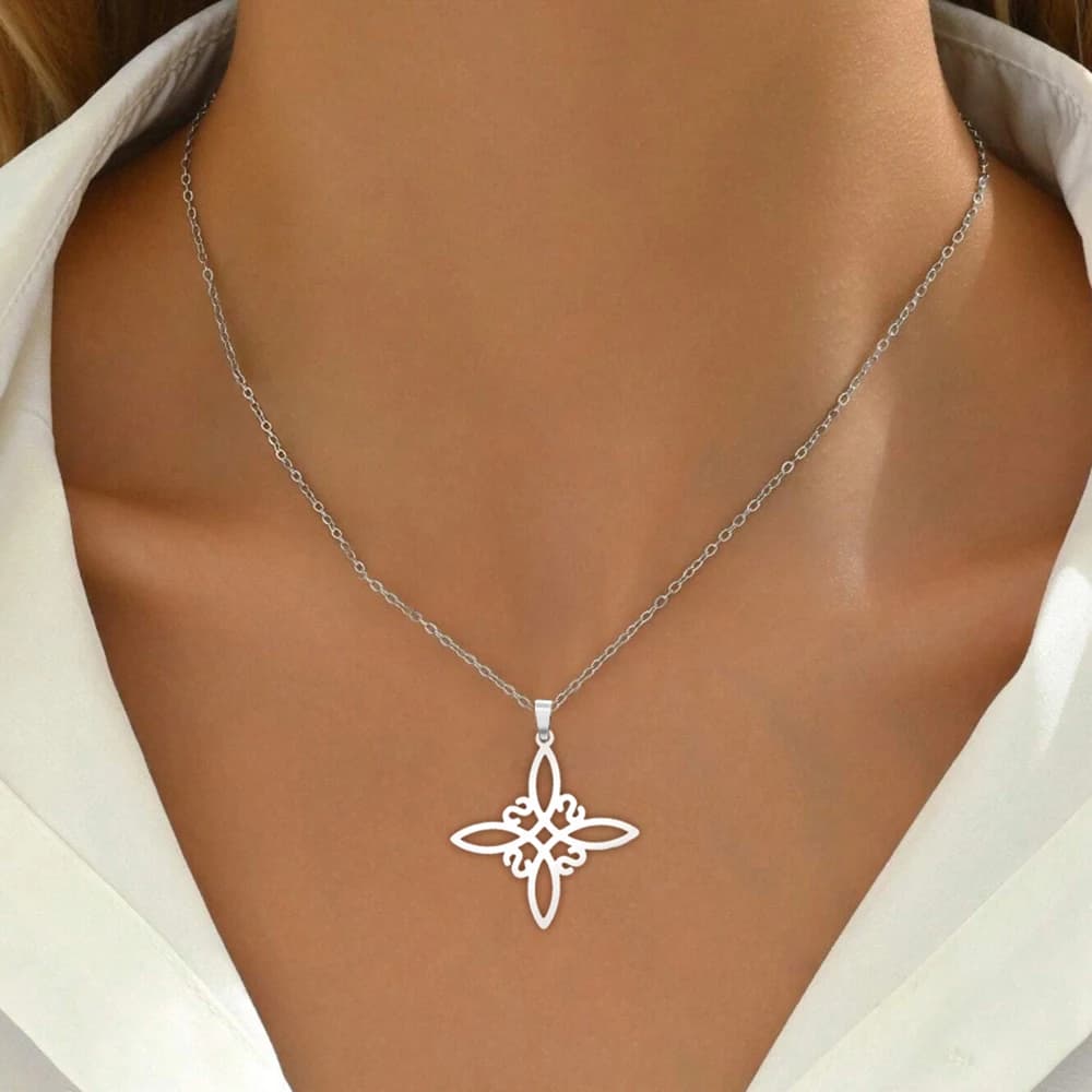 DGIDDK Collana con ciondolo nodo irlandese con nodo cavo in acciaio inossidabile Collana da donna con catena a forma di clavicola dal design unico