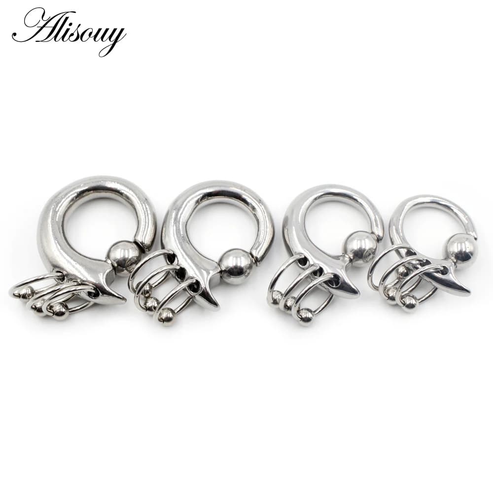 Alisouy 1 pezzo orecchino pendente anelli di perline prigioniere piercing misuratore di peso espansore tappi barelle gioielli per il corpo 3/4/5/6mm