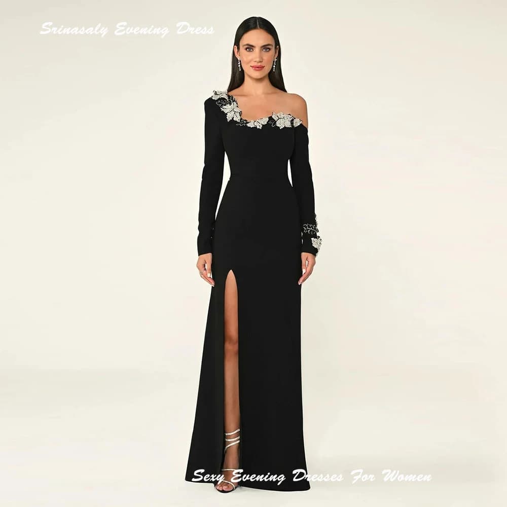 Abiti da sera formali con spalle scoperte e applicazioni in cristallo di lusso cucito a mano abiti da sera personalizzati per le donne abito da cocktail party