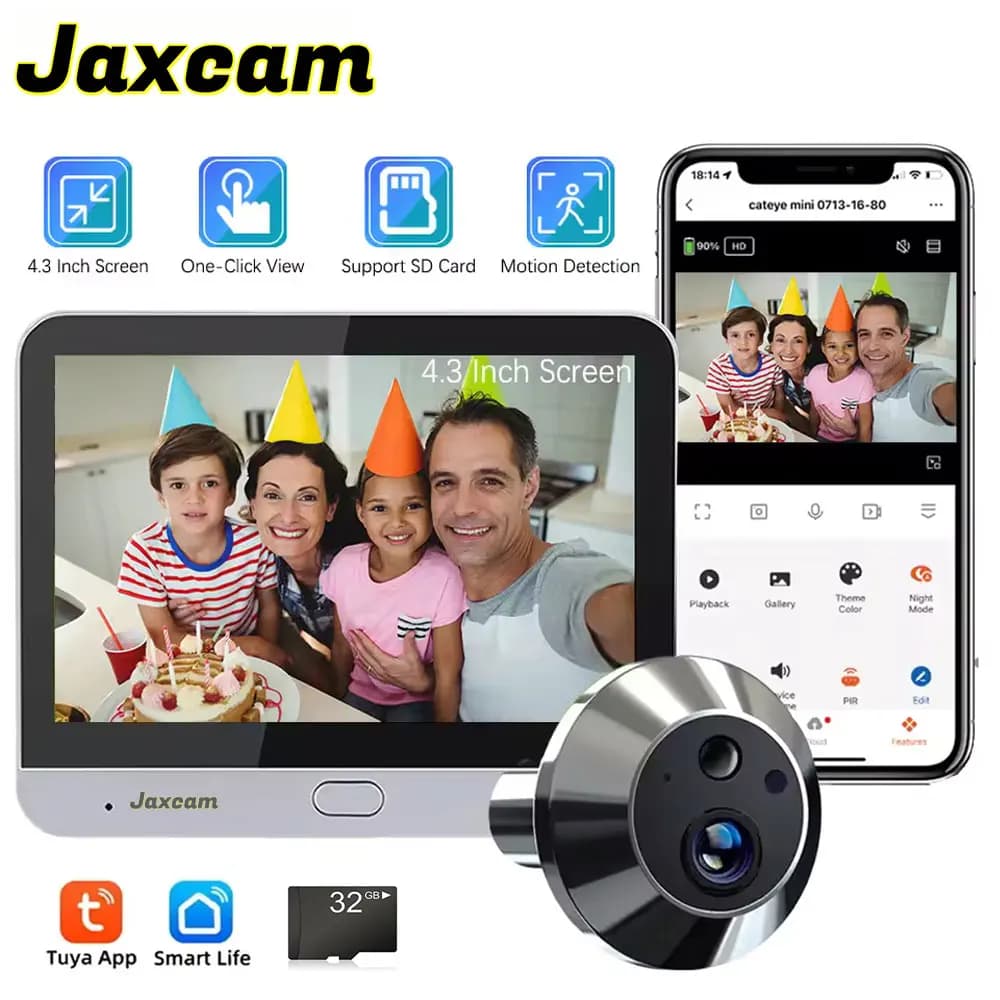 Mini WiFi Wireless Tuya5MP Home Bidirezionale Display a nastro vocale Videocitofono Visione notturna HD Baby monitor da 4,3 pollici