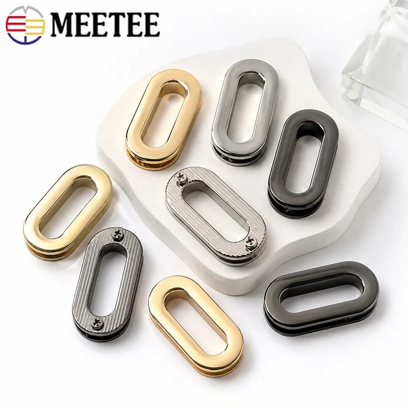 10Pcs Metal Oval Grommet Screw Buckle 18/25/32/38mm Bag Strap Rings Clasp Shoes Luggage Hardware Eyelets Hook DIY Accessories