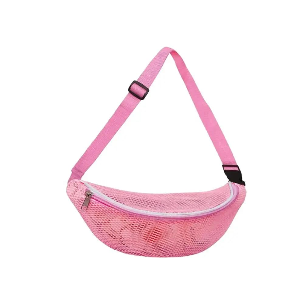 Adjustable Strap Mesh Beach Bag Breathable Mesh Zipper Pocket Running Belt Bag Foldable Easy Clean Waist Pack Outdoor Travel