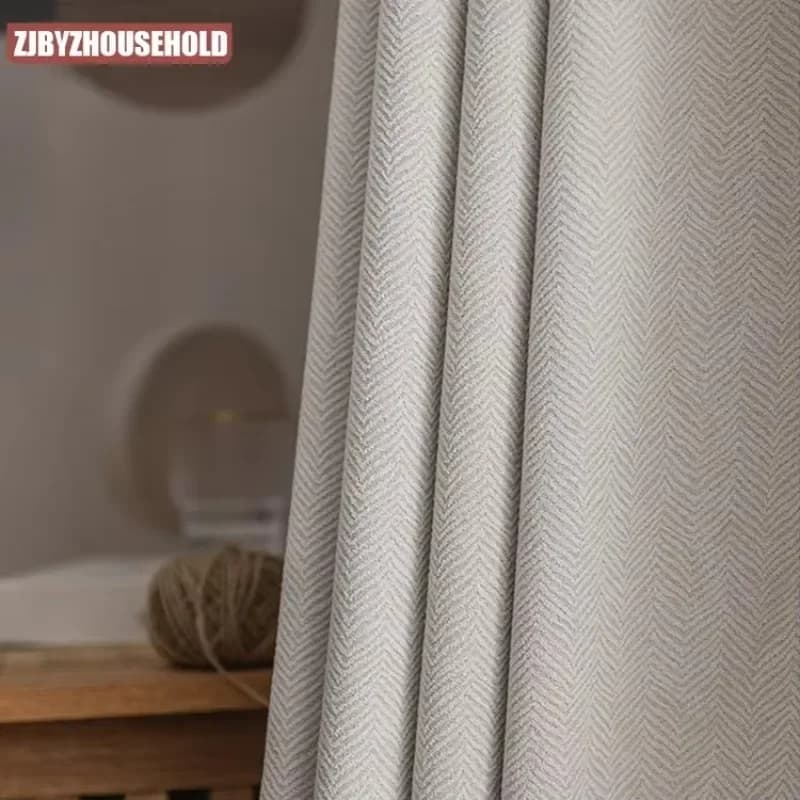 Tende moderne semplici a spina di pesce per soggiorno, camera da letto, modello oscurante, tinta unita, imitazione cashmere, texture personalizzata