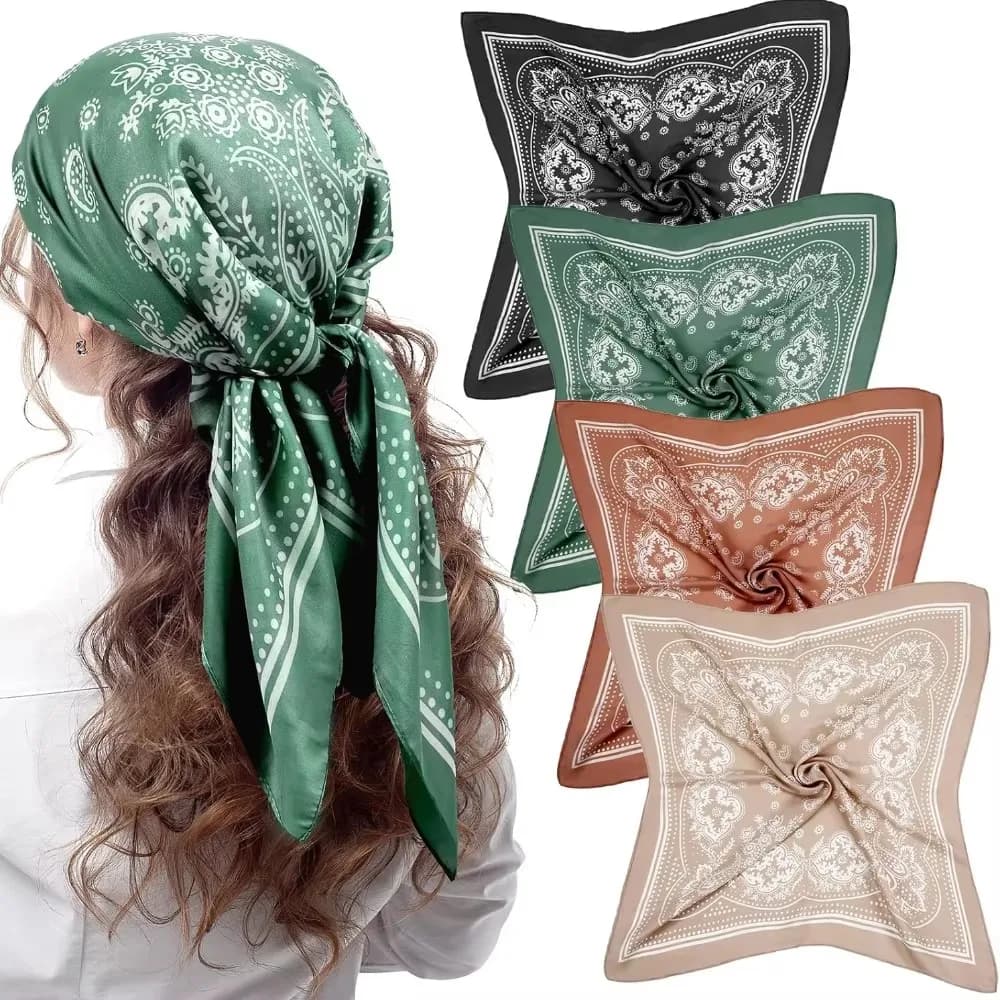 Sciarpa Paisley quadrata in seta di marca di lusso Donna Collo in raso Cravatta per capelli Fascia morbida Bandana Neckerchife 2025 Testa Hijab Foulard femminile