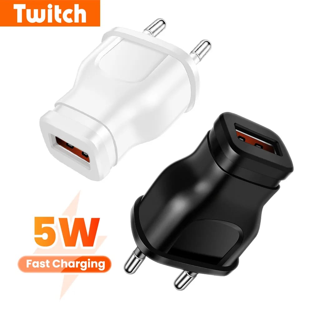 5W USB charger with EU/US plug, single-door phone charger, smartphone travel charger, USB wall charger for phones.