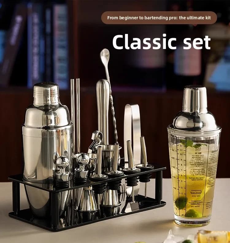 Miscelatore in acciaio inossidabile, agitatore in vetro, agitatore a mano, cocktail bar, set di strumenti da bar, tazza agitatore per ingresso