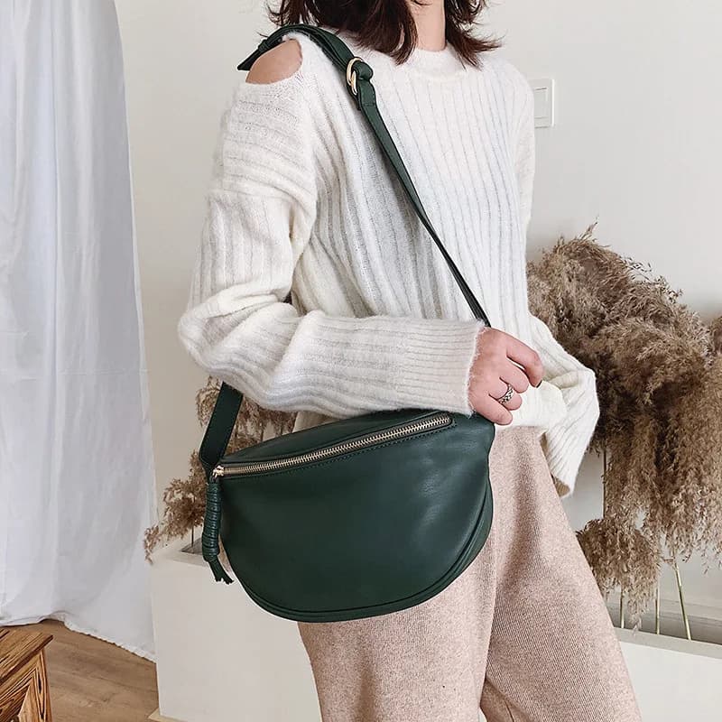 Designer Simple Chest bag Soft Leather Fanny Pack Women Waist Bag Leisure travel Female Shoulder Crossbody Bags And Phone purses