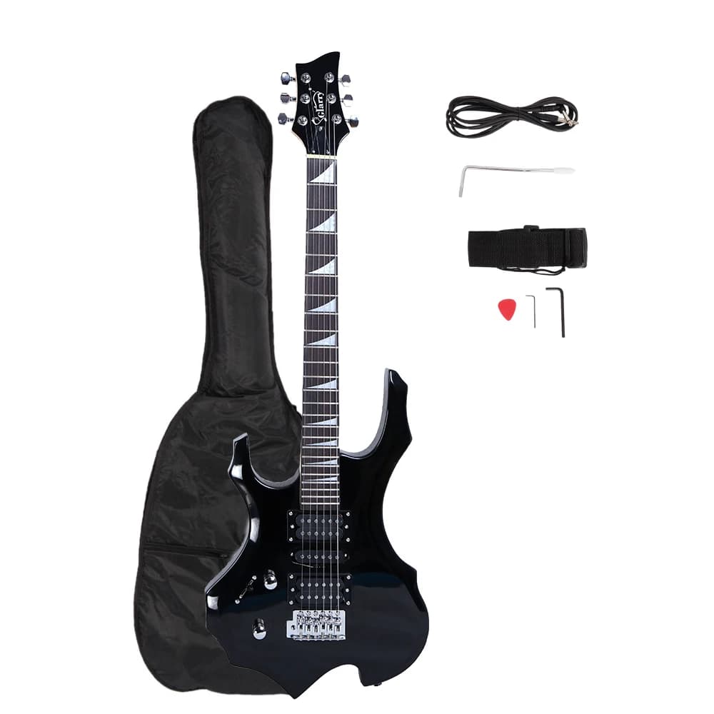 Chitarra elettrica Flame per mano sinistra Chitarra elettrica pickup HSH con plettri per tracolla agitare lo strumento chiave per cavo