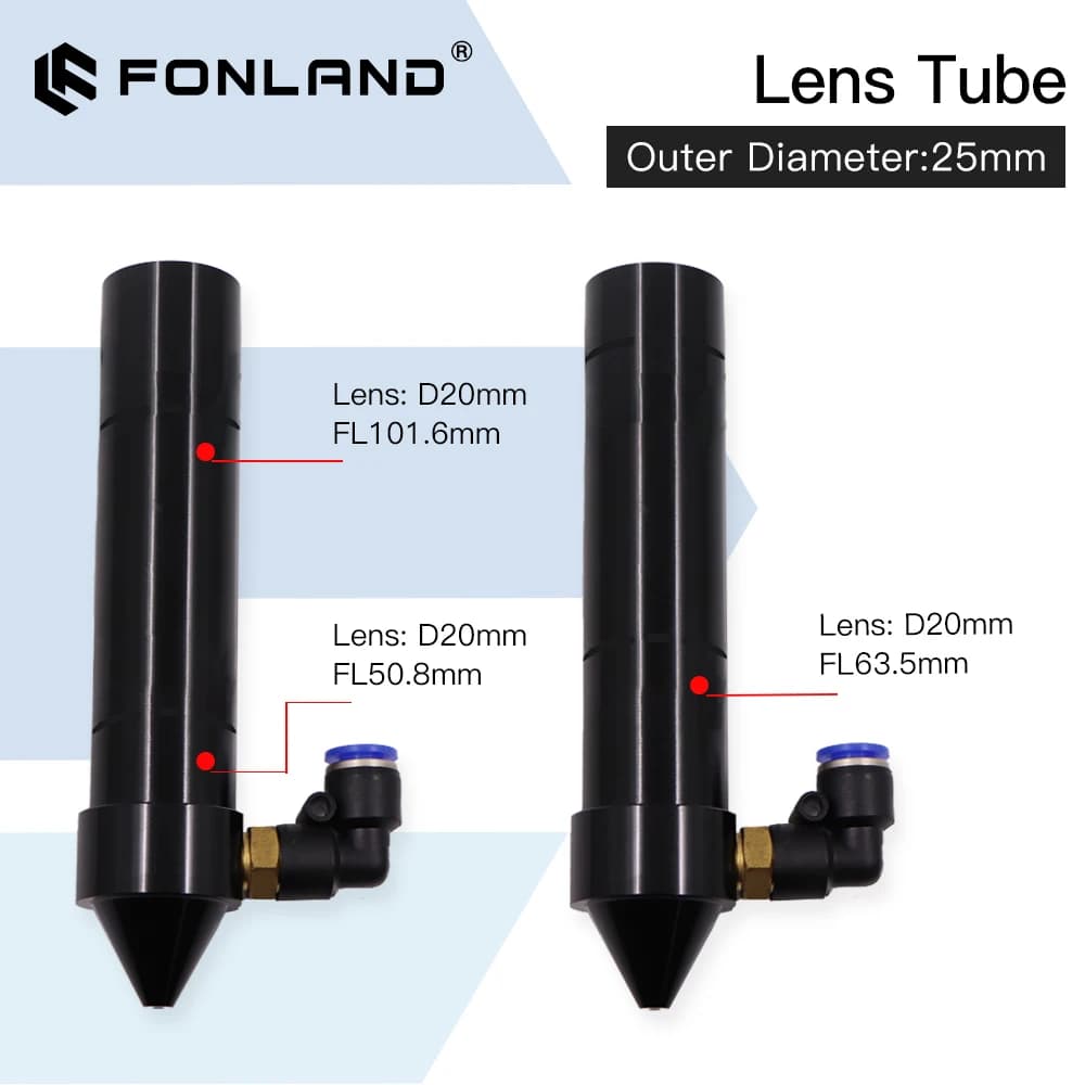 FONLAND O.D.24/25mm CO2 lens pipe for D20 F50.8/63.5/101.6mm lens, Laser cutting and engraving machine CO2
