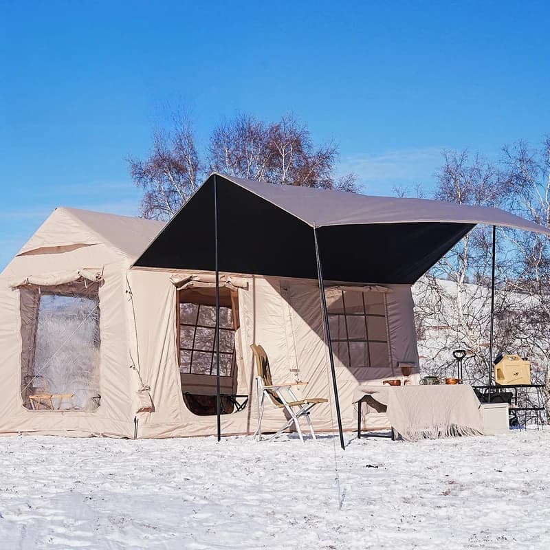 High Quality 7-8 Person 4 Season Inflatable Air Tent Luxury Camping Tent With Canopy Rainfly Stove Jack Easy Setup