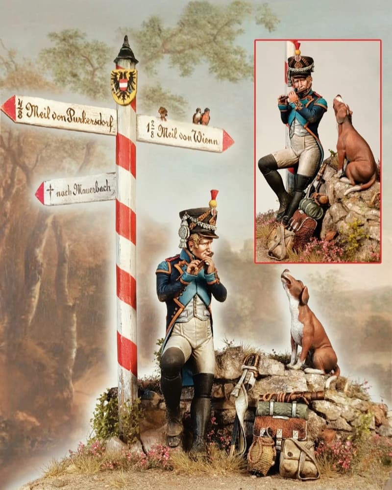 1/24 Bilancia 75 millimetri DieCast Figura Della Resina Modello Kit Reggimento di Fanteria Bugler e Cane Giocattoli In Miniatura Smontato Non Verniciato FAI DA TE Diorama