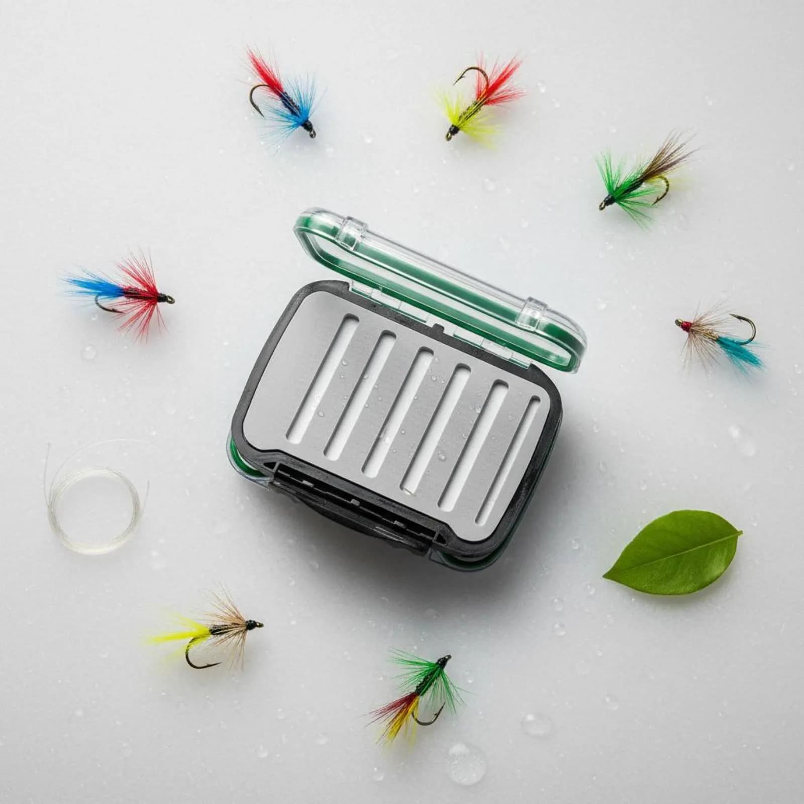 Scatola Portatile Impermeabile per Attrezzatura da Pesca a Mosca, Organizer con Scomparti in Schiuma per Esche, per Pescatori