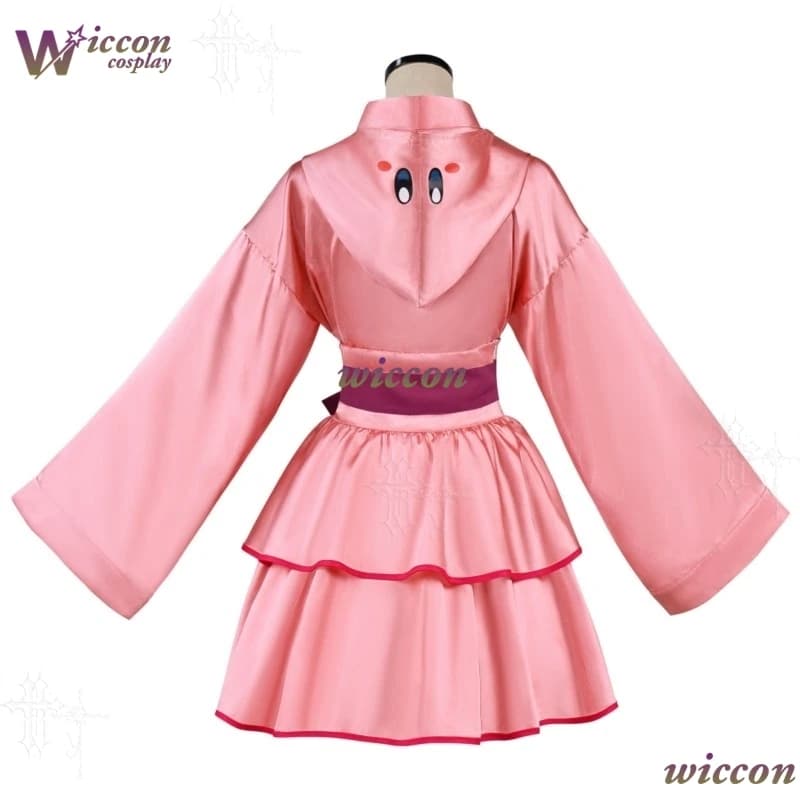 Japanese Anime Character Roleplay Costume Pink Hooded Kimono Skirt Outfit For Women Halloween Stage Show