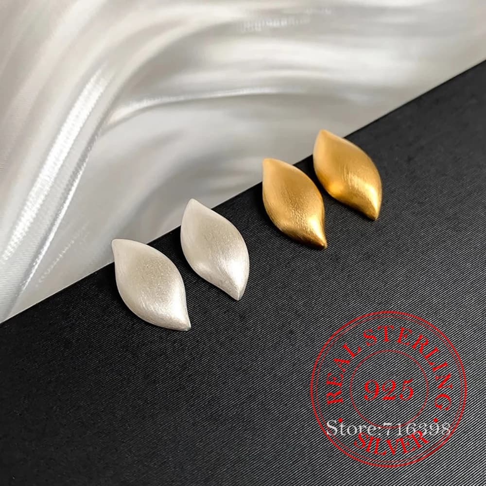 Orecchini in argento sterling 925 delicati orecchini a bottone con foglie opache per le donne gioielli per feste di nozze per ragazze amico regalo