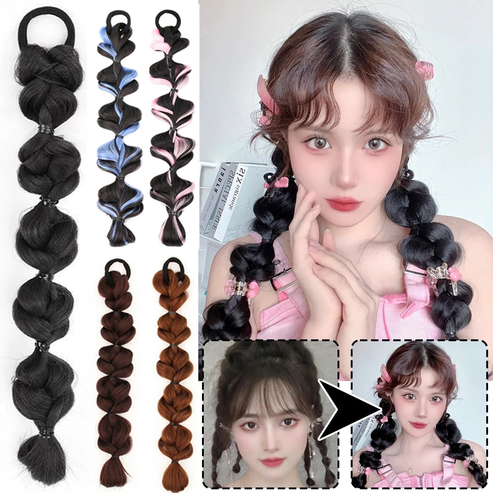 Pretty woman tail braided synthetic wig heat resistant hair extension long wavy tail braided fashion braided wig for everyday use