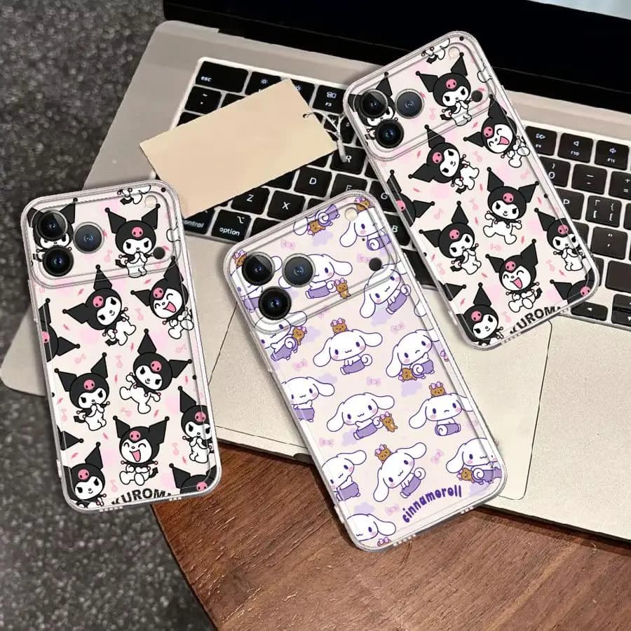 Clear Phone Cover Case for Apple iPhone 17 Pro Max 16 13 Mini 12 17e 15 14 Plus 16e XS XR Air 11 Sanrio Cinnamoroll Kuromi