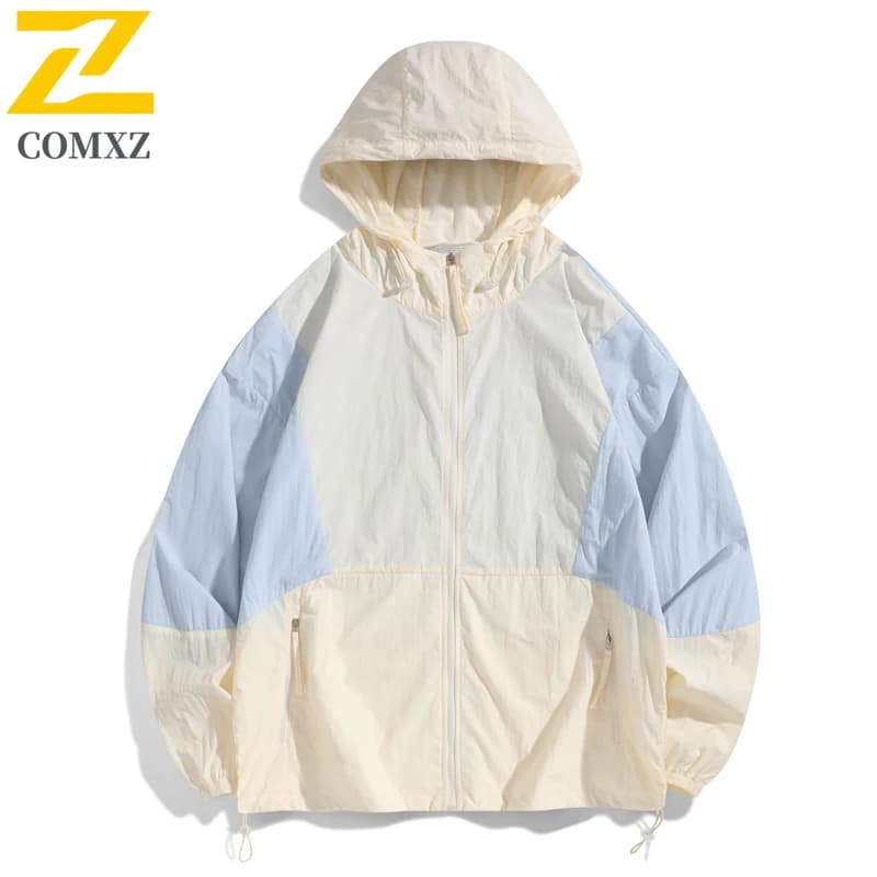 Giacca estiva con protezione solare in seta di ghiaccio da uomo Harajuku UV Cappotto con cappuccio con giunture traspirante ultrasottile Giacca a vento da campeggio per pesca