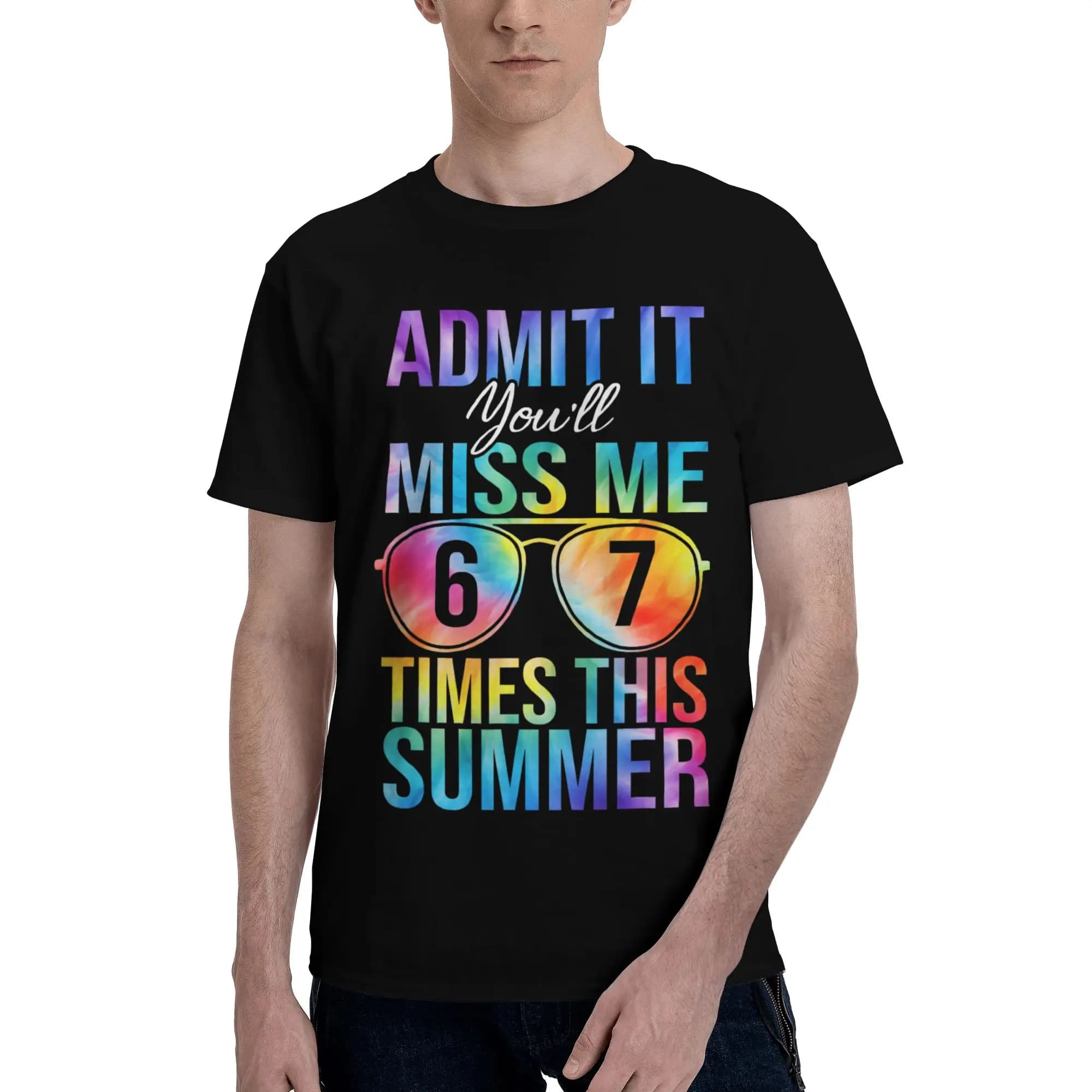 T-shirt da uomo con grafica You'll Miss Me 6 7 Times Summer Last Day of School, maglietta a maniche corte in puro cotone