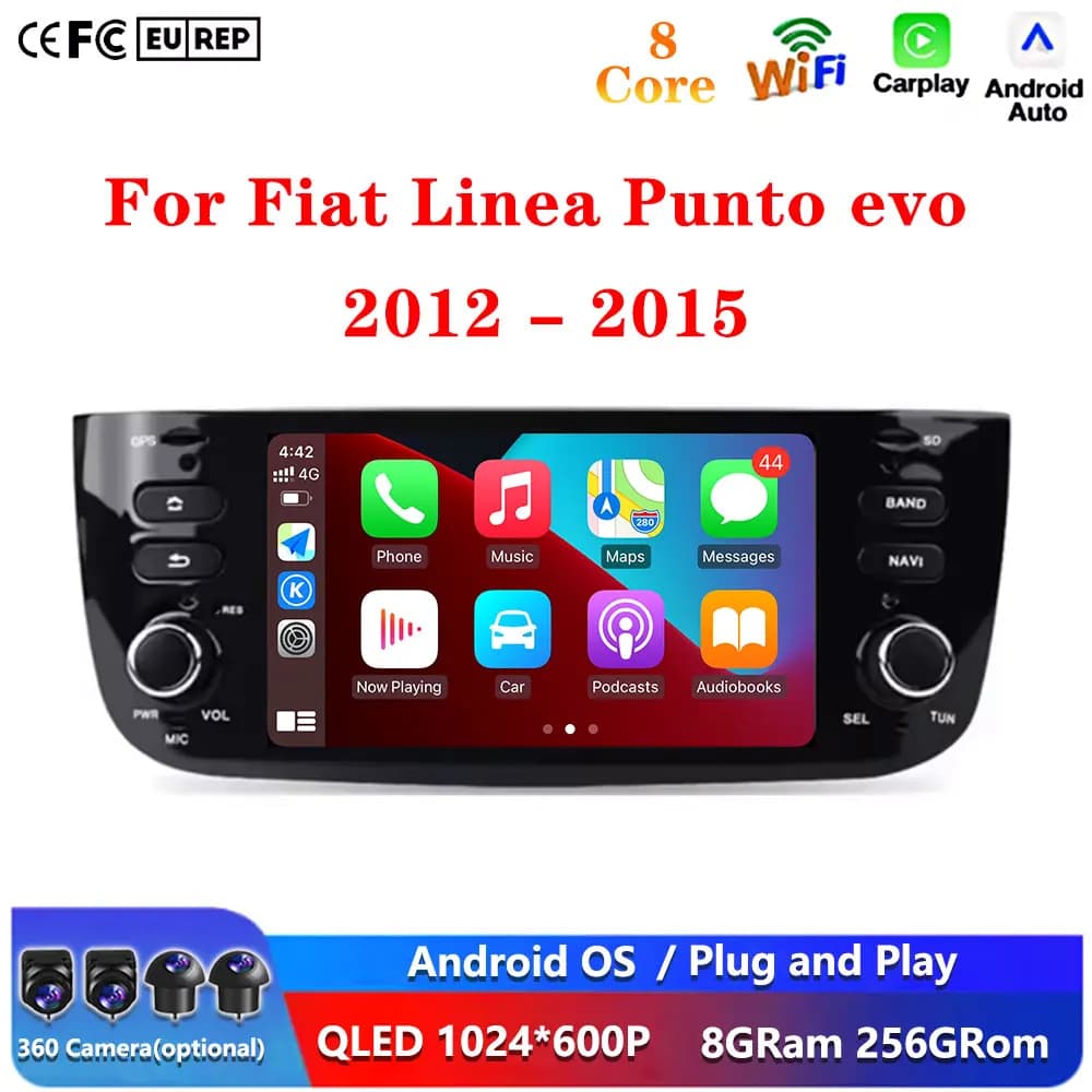 6.2 ''Per Fiat Linea Punto evo 2012 - 2015 Android 15 Autoradio Multimediale Lettore Video GPS Wireless Carplay Navigazione GPS Wifi